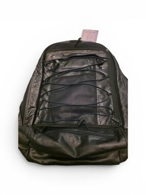 Wilsons Leather Black Backpack with Front Bungee Cord